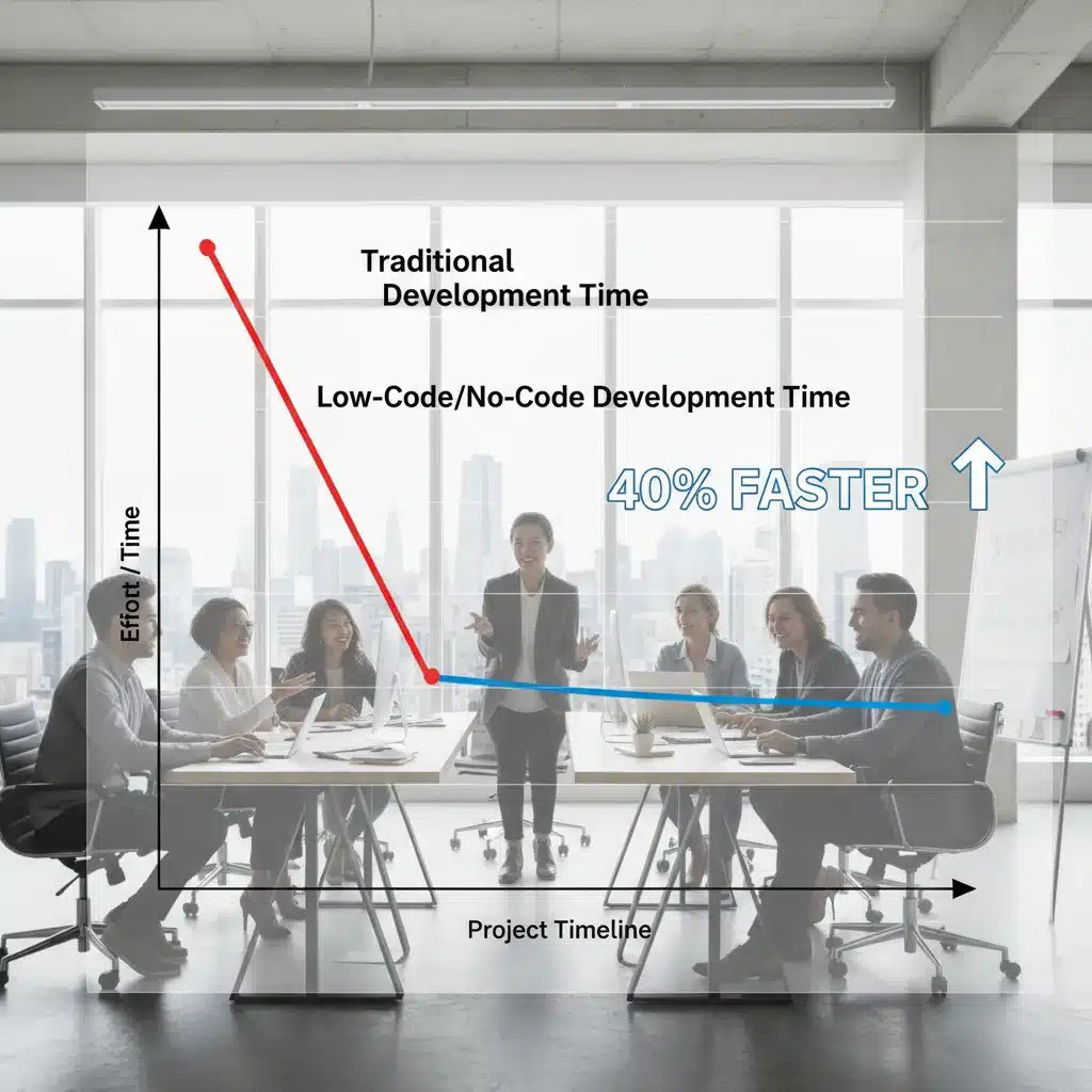 Gráfico comparativo tiempo desarrollo Low-Code No-Code vs. tradicional