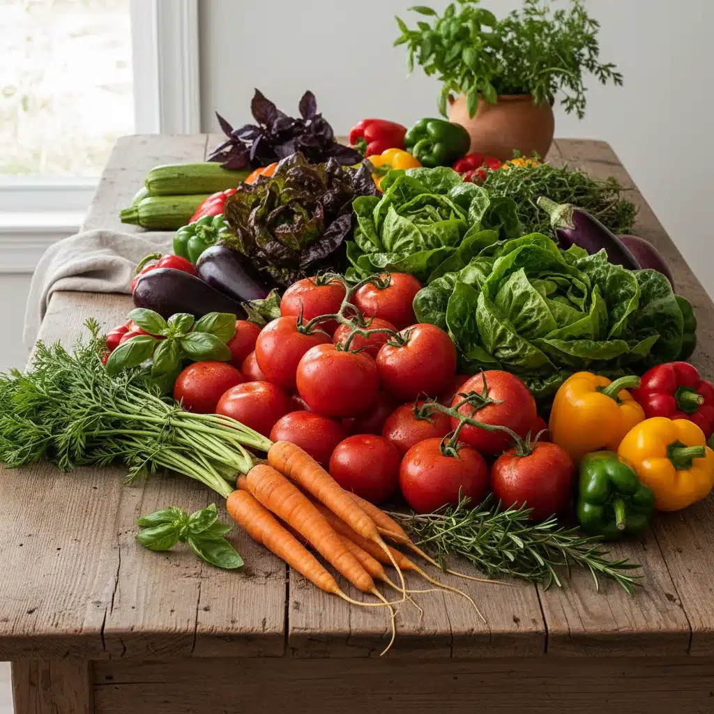 Cosecha abundante de verduras frescas y orgánicas de un huerto urbano.