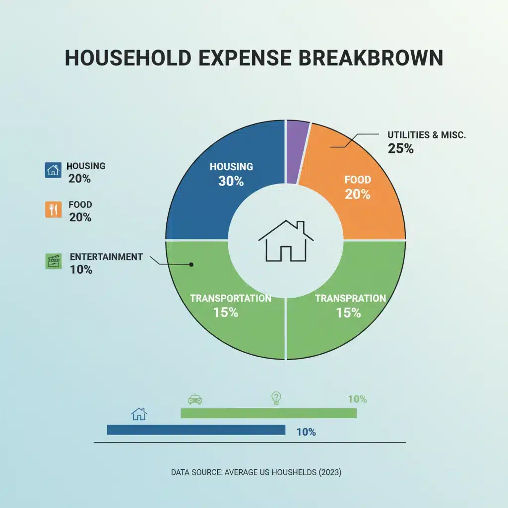 Gráfico de desglose de gastos familiares mensuales
