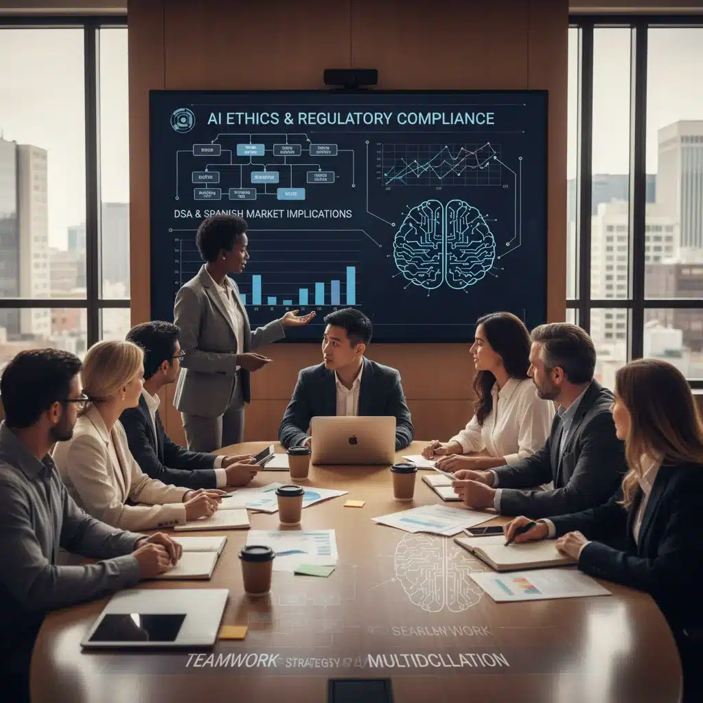 Equipo multidisciplinar analizando implicaciones de la DSA en el desarrollo de IA en España