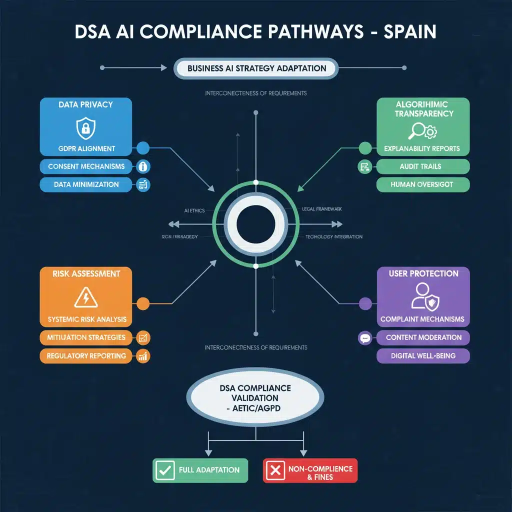 Esquema de cumplimiento normativo y adaptación de estrategias de IA bajo la DSA en España
