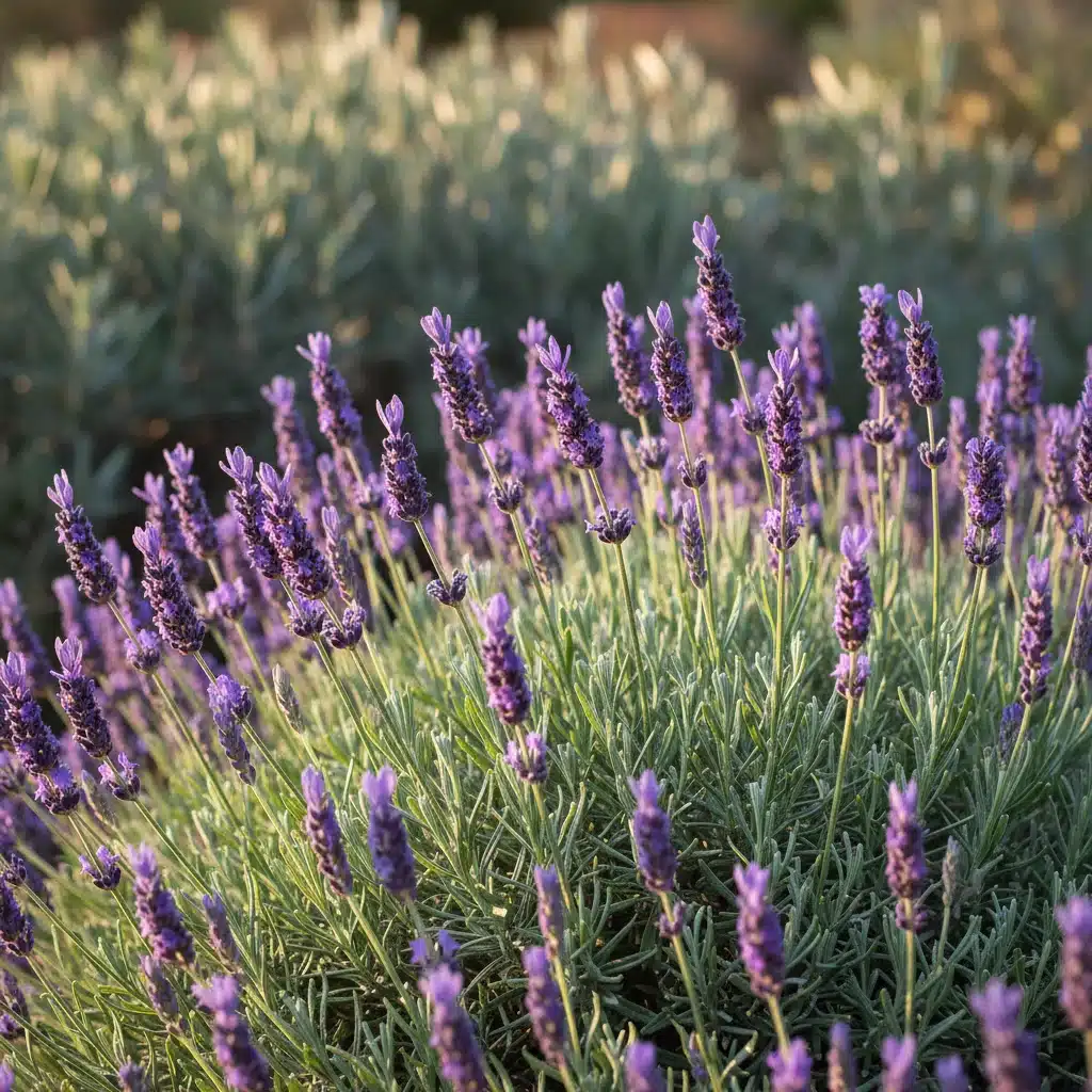 Lavanda en plena floración, ideal para jardines de bajo mantenimiento