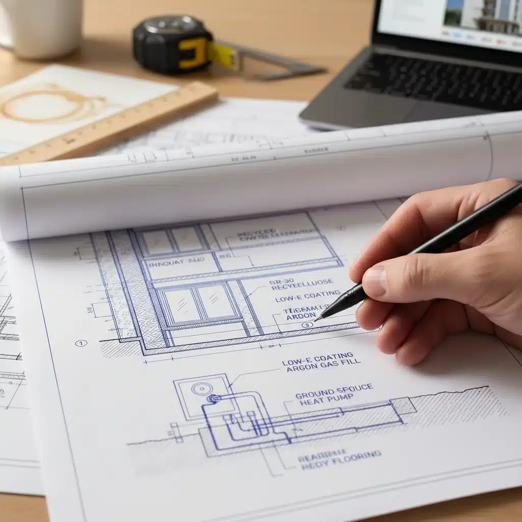 Planos arquitectónicos detallados para mejoras de eficiencia energética en un edificio