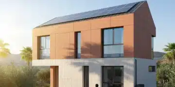 Vivienda moderna y eficiente energéticamente en España con paneles solares