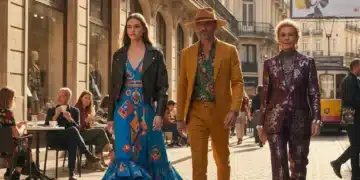 Modelos luciendo la última moda española en una calle europea, reflejando las tendencias globales de 2026.