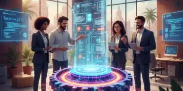 Profesionales colaborando con herramientas Low-Code/No-Code para acelerar el desarrollo de aplicaciones en España.