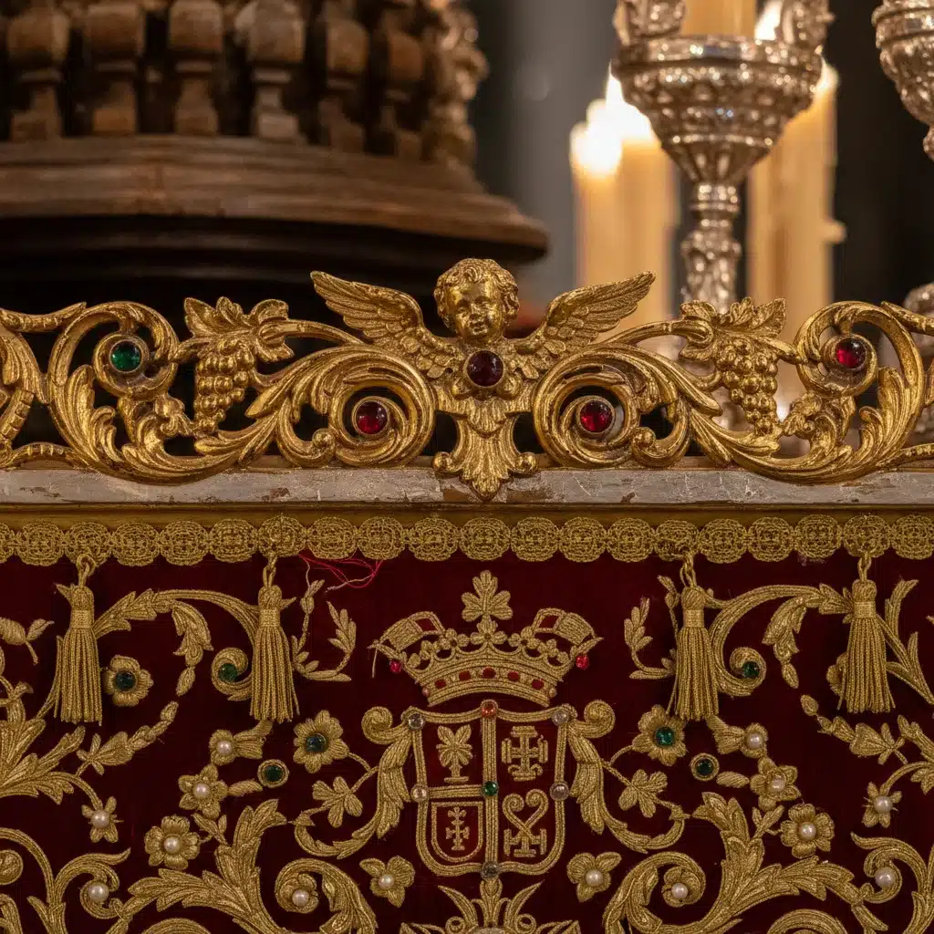 Detalle de artesanía tradicional española en una festividad local, mostrando la riqueza cultural.
