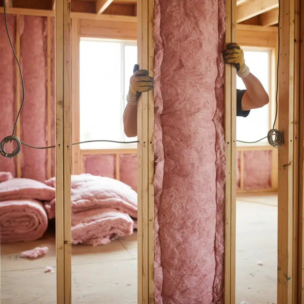 Trabajador instalando aislamiento térmico en la pared de una vivienda, mejora clave para la eficiencia energética.